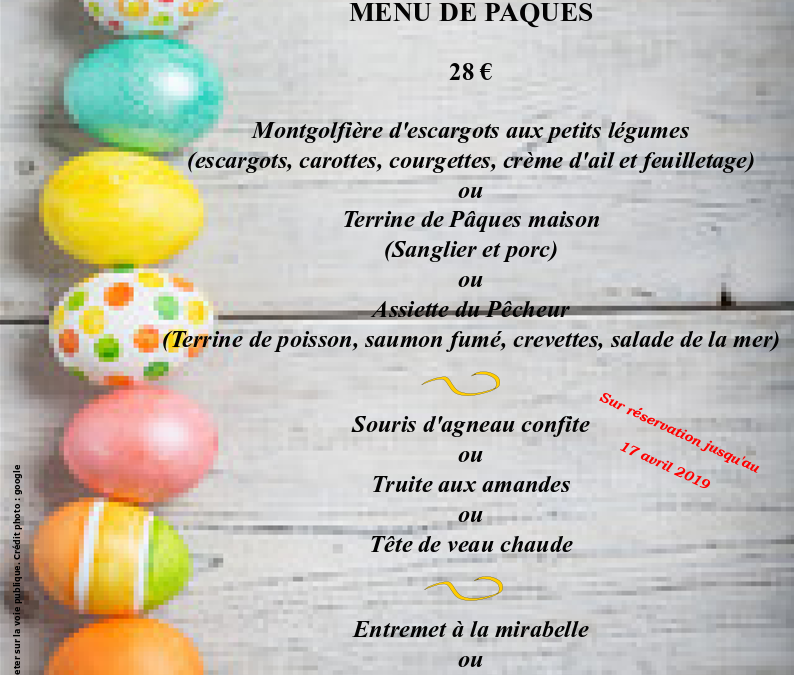 Notre menu de Pâques