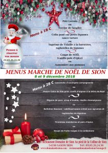 Menus du Marché deNoël de la Colline de Sion