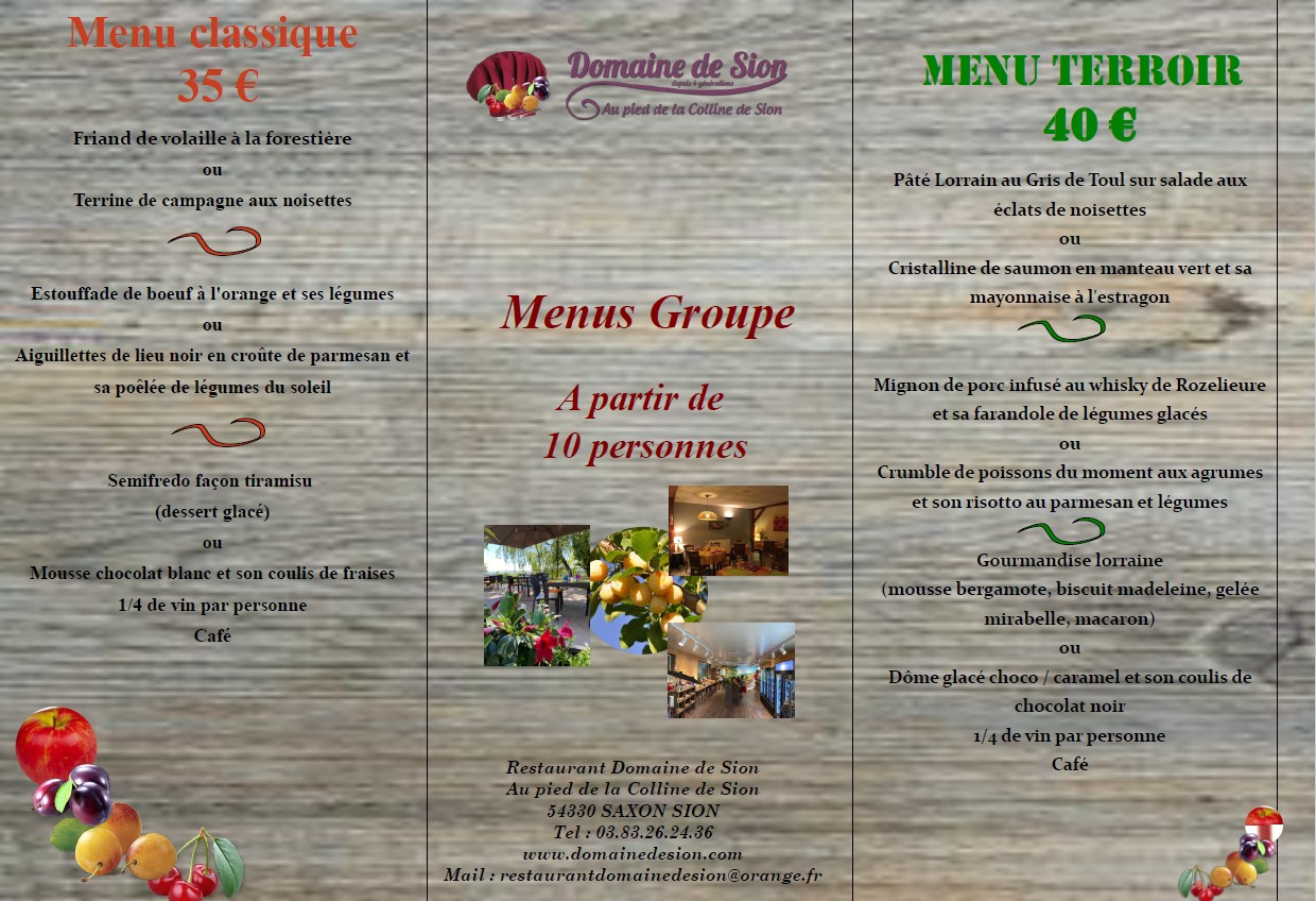 Menus De Groupe Mai 2023